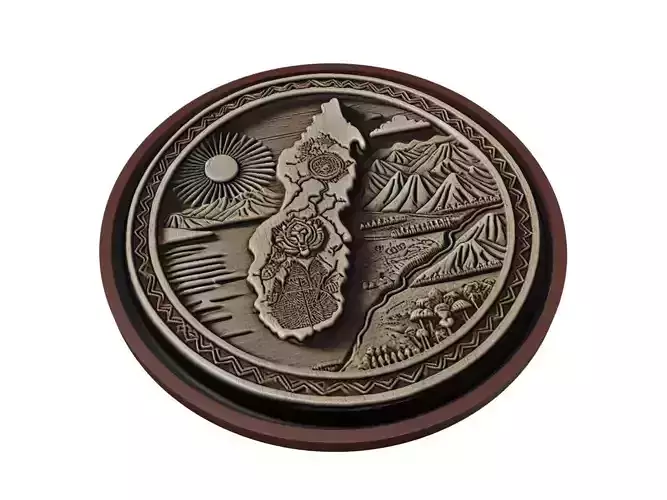 Madagascar Map Medallion Relief