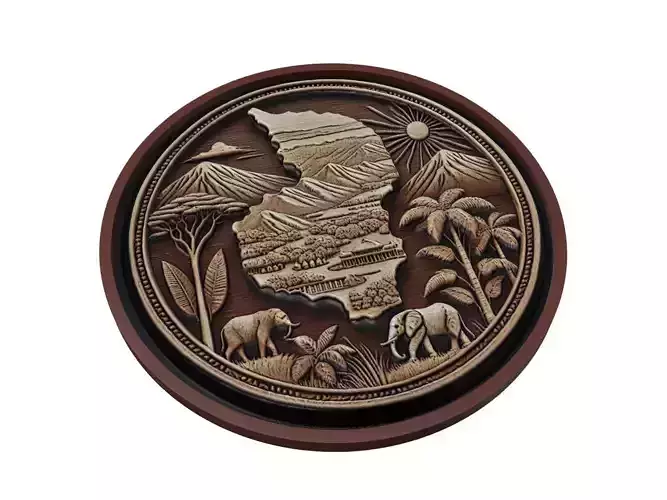 Malawi Map Medallion Relief
