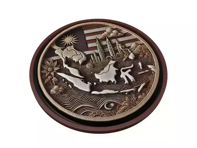 Malaysia Map Medallion Relief