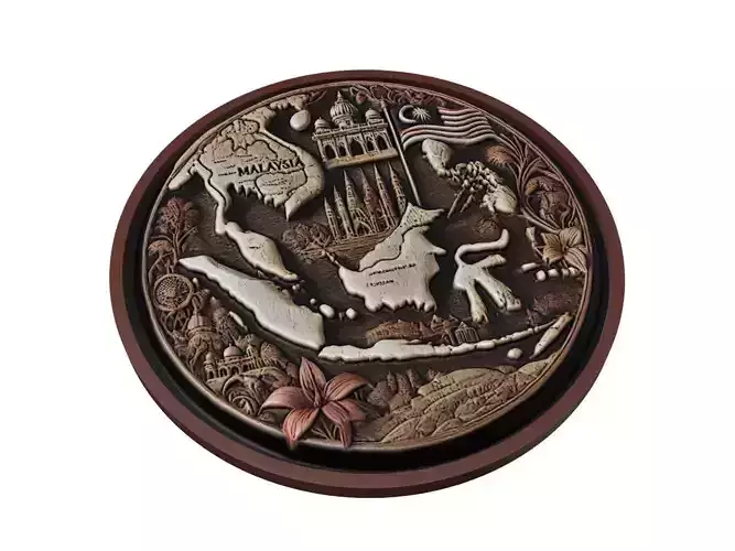 Malaysia Map Medallion Relief