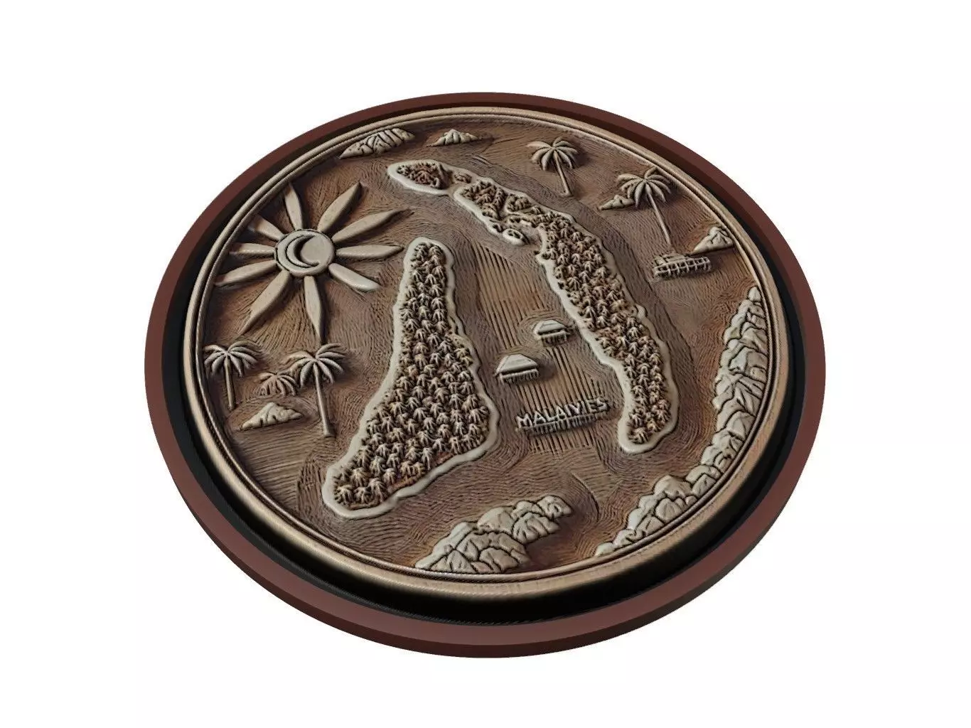 Maldives Map Medallion Relief 3D print model_0