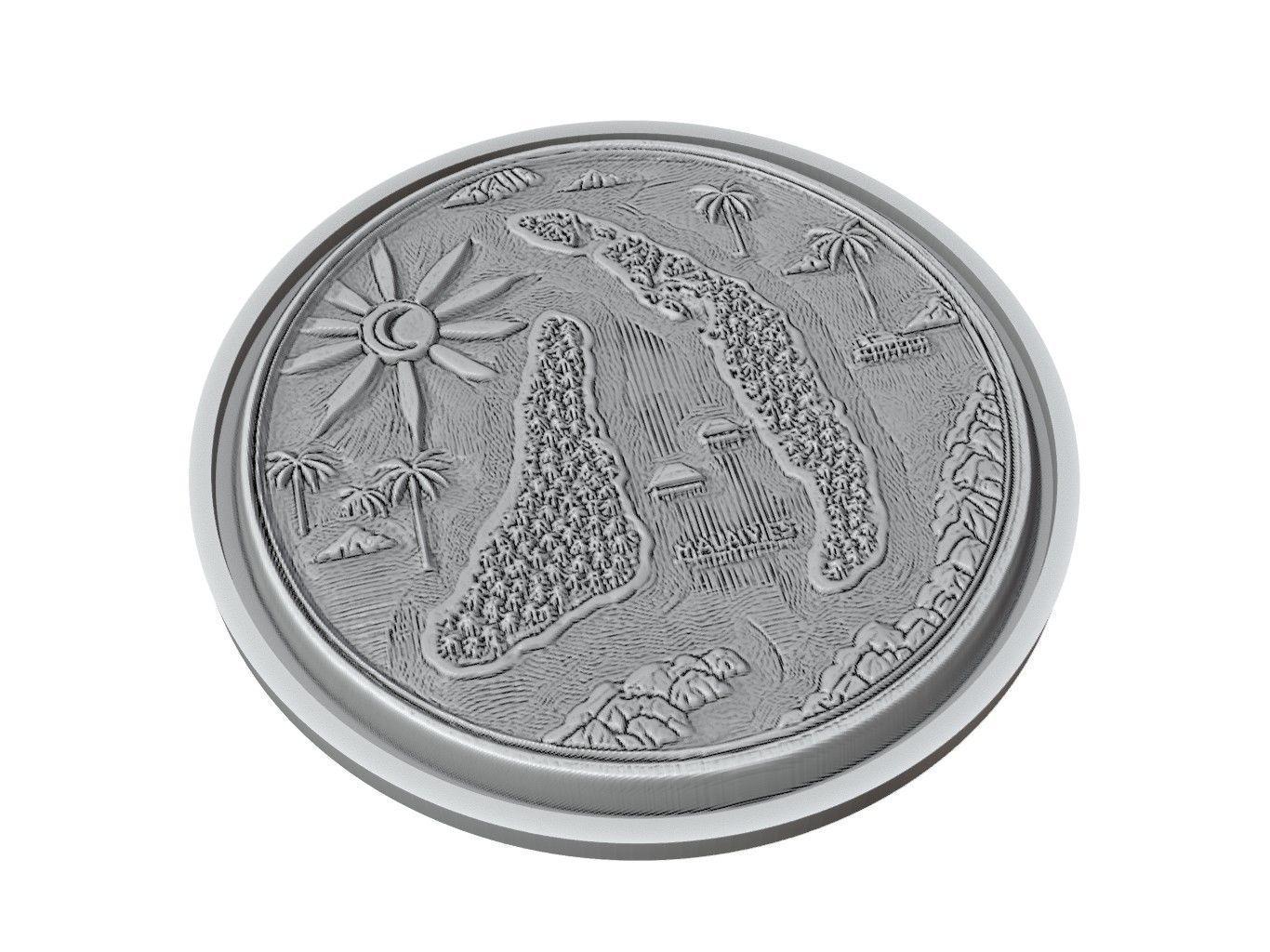 Maldives Map Medallion Relief 3D print model_2