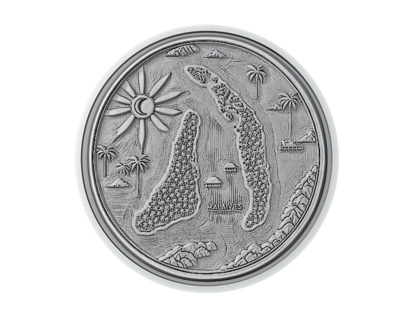 Maldives Map Medallion Relief 3D print model_3