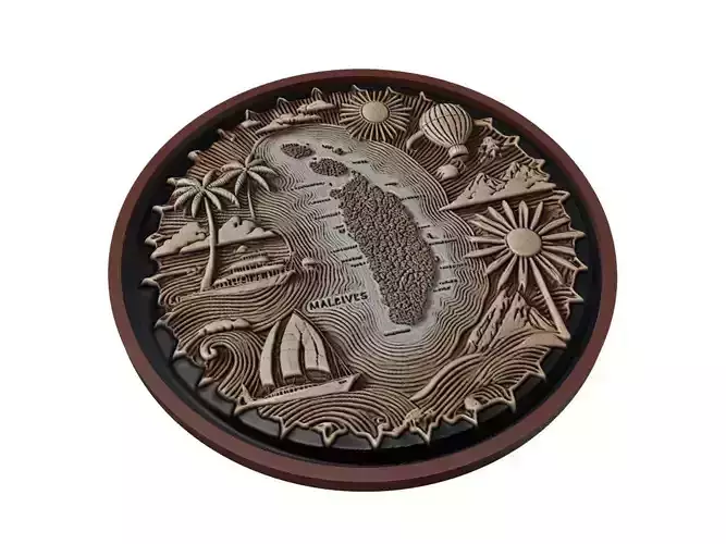 Maldives Map Medallion Relief