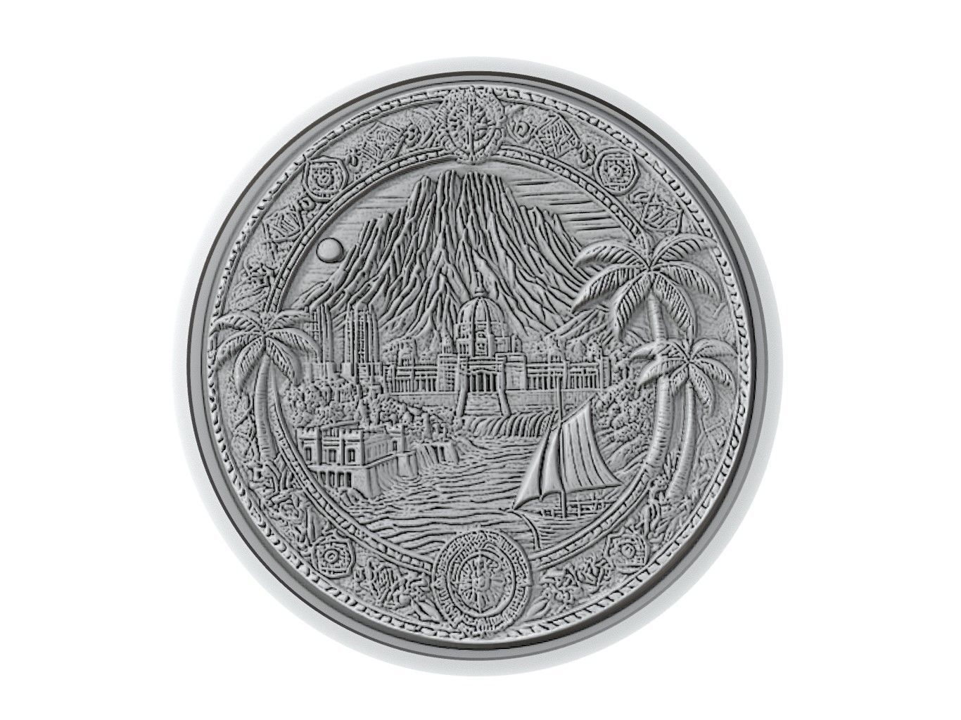 Mali Map Medallion Relief 3D print model_3