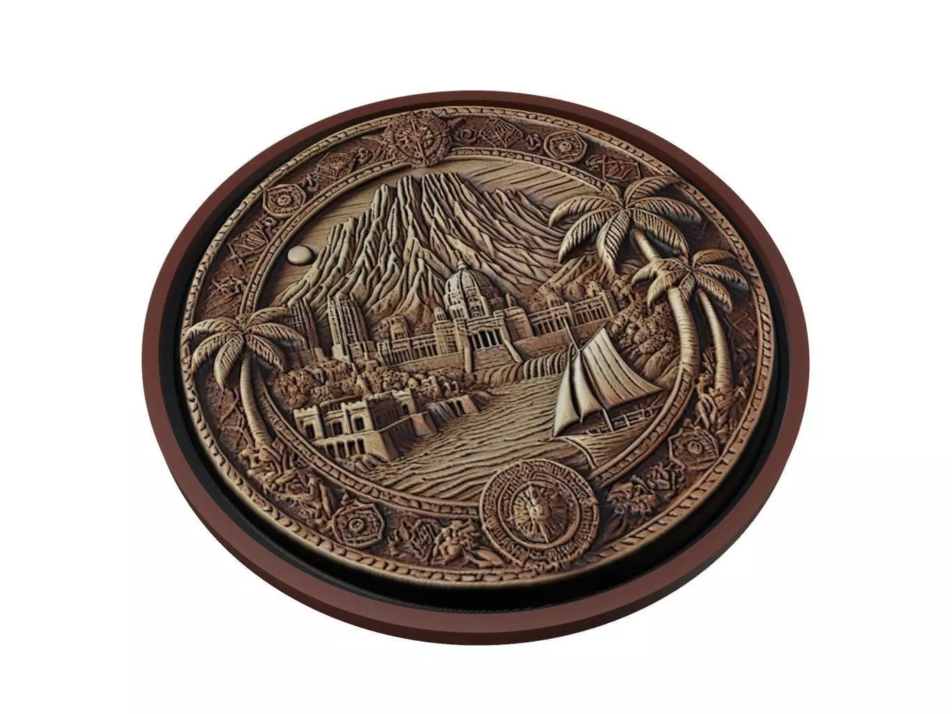 Mali Map Medallion Relief 3D print model_0