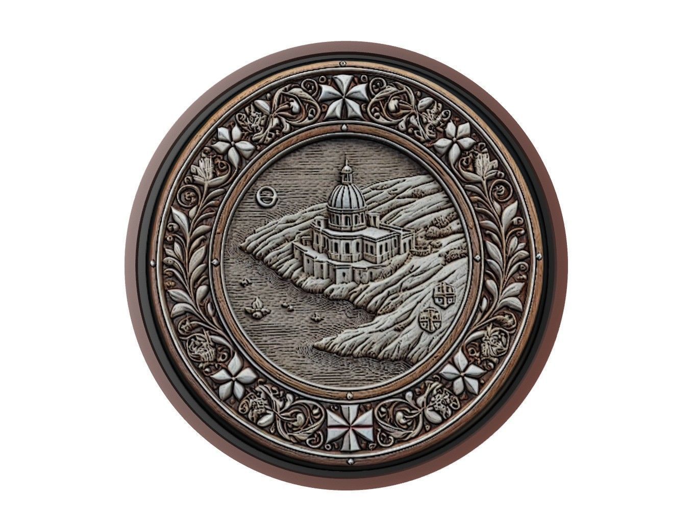 Malta Map Medallion Relief 3D print model_1