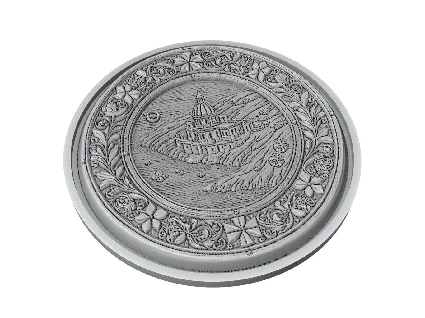 Malta Map Medallion Relief 3D print model_2