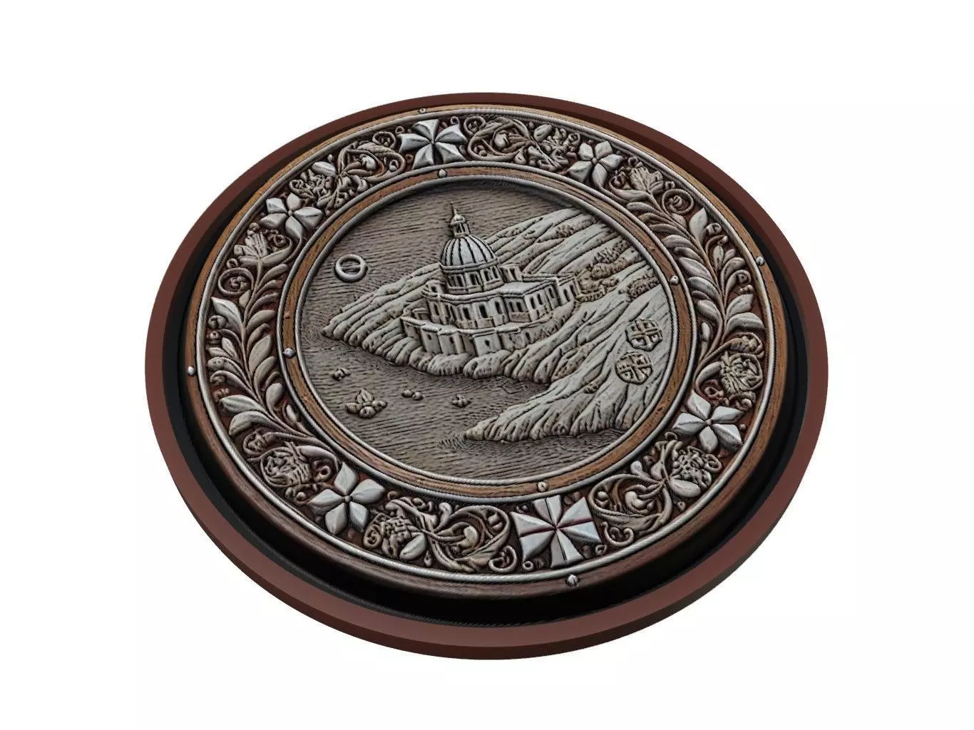 Malta Map Medallion Relief 3D print model_0