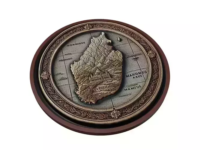 Mauritius Map Medallion Relief