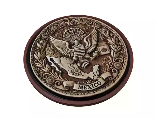 Mexico Map Medallion Relief