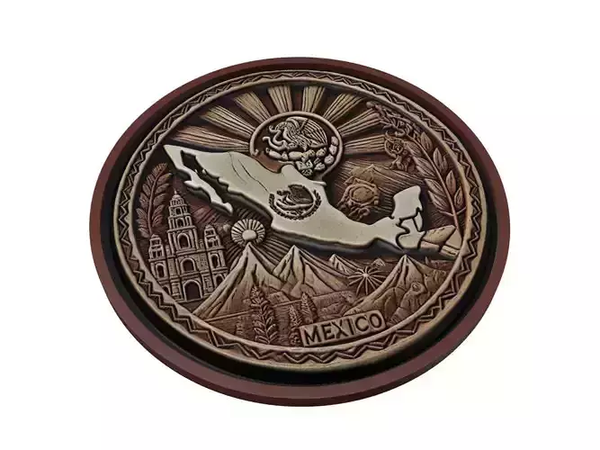 Mexico Map Medallion Relief