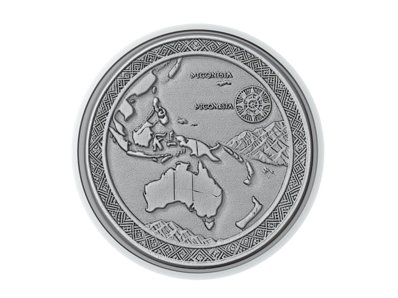 Micronesia Map Medallion Relief 3D print model_3