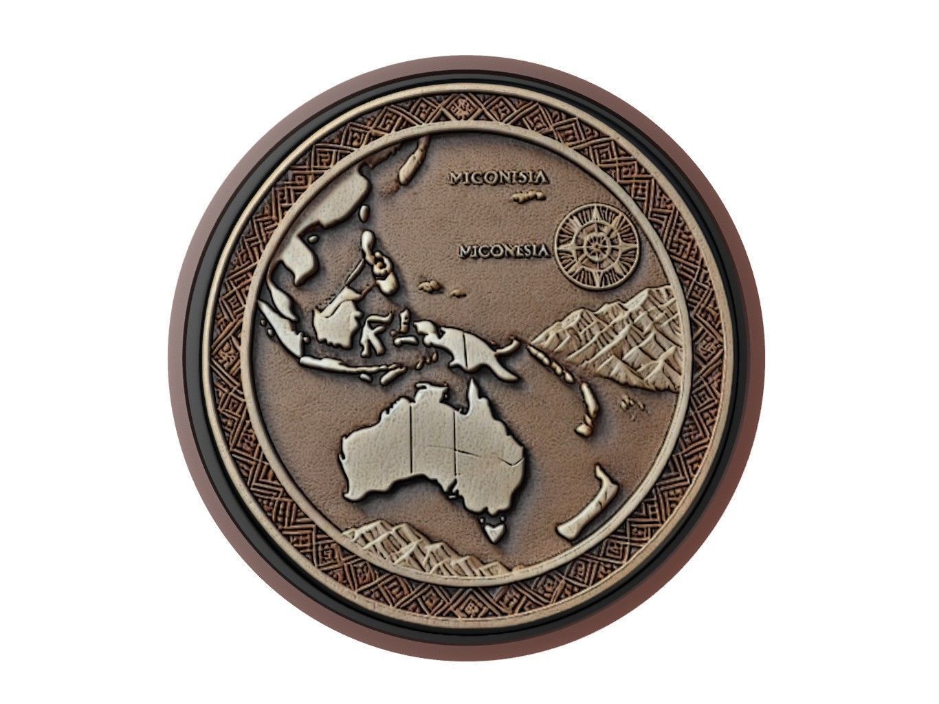 Micronesia Map Medallion Relief 3D print model_1