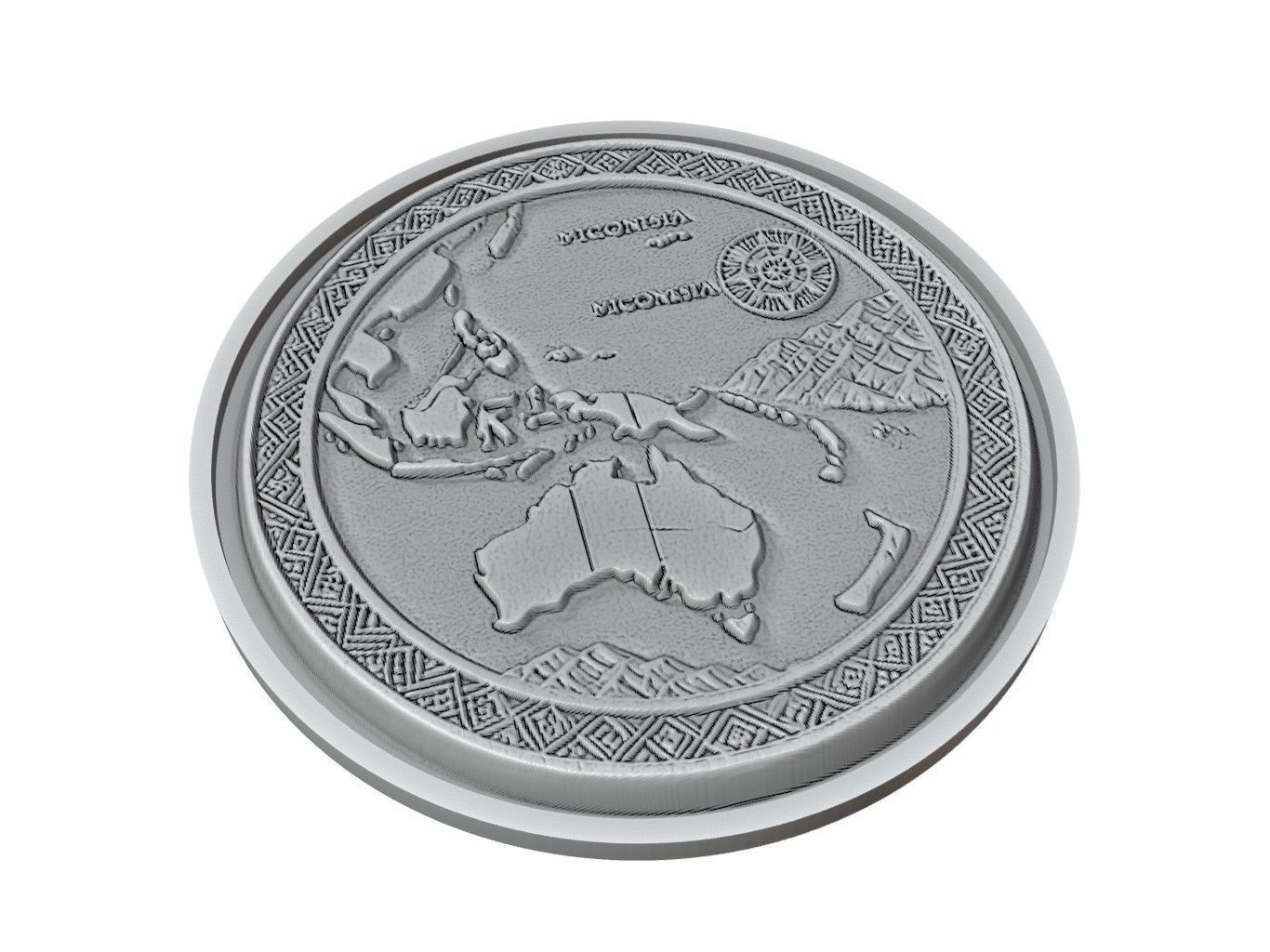 Micronesia Map Medallion Relief 3D print model_2