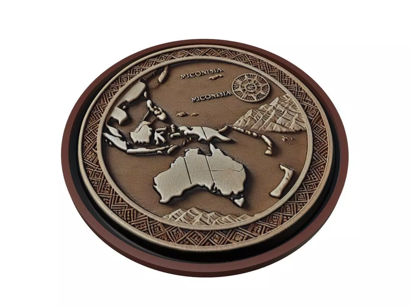 Micronesia Map Medallion Relief 3D print model_0
