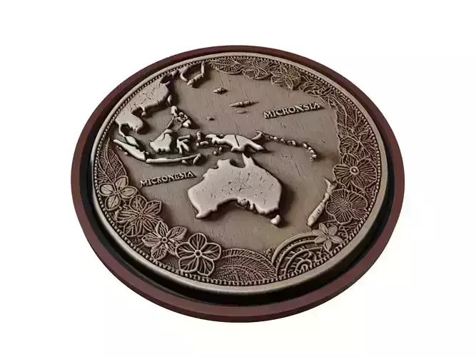 Micronesia Map Medallion Relief