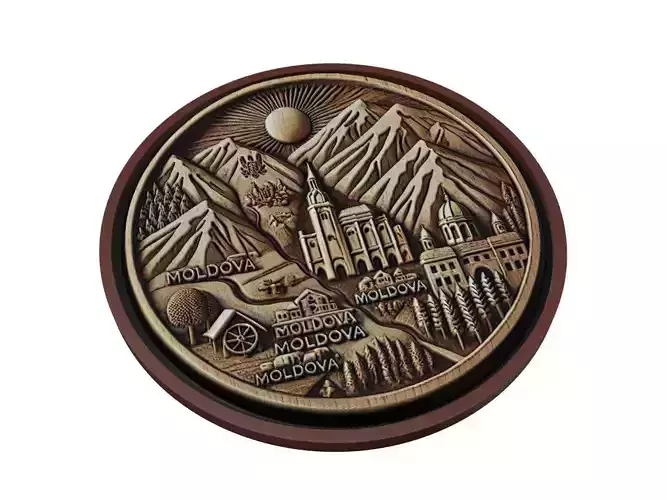 Moldova Map Medallion Relief