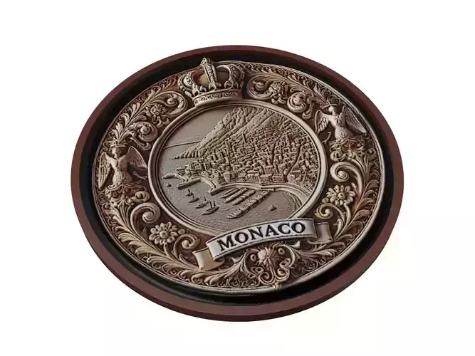Monaco Map Medallion Relief