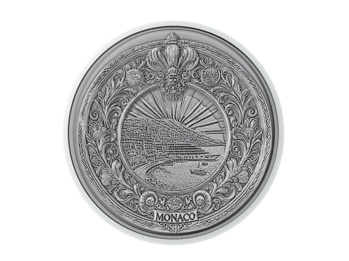 Monaco Map Medallion Relief 3D print model_3
