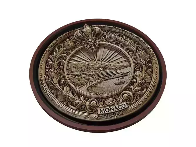 Monaco Map Medallion Relief