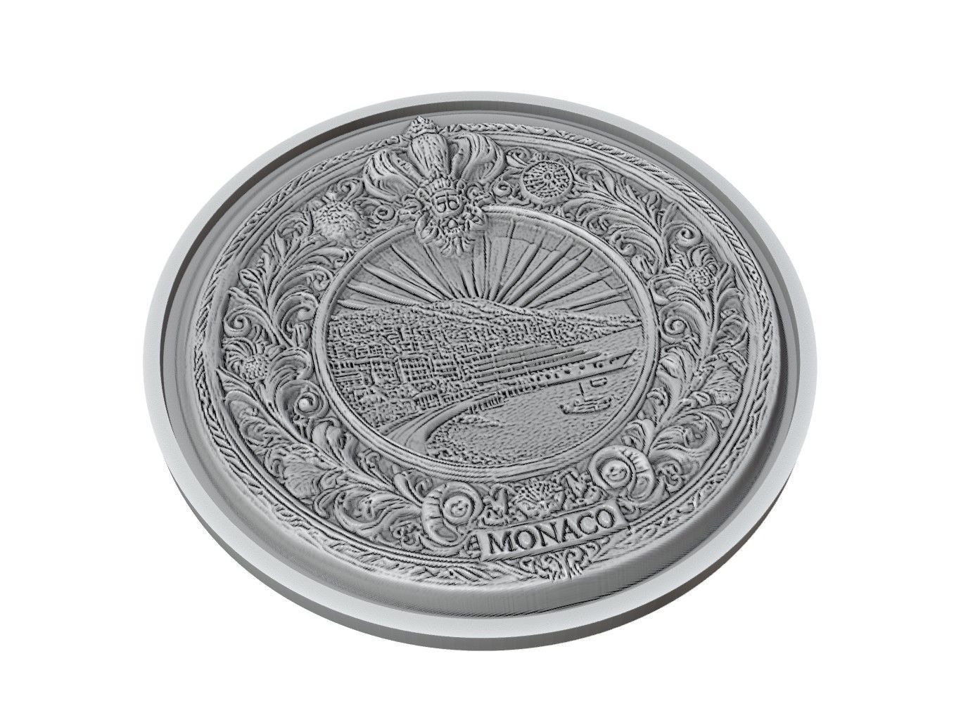 Monaco Map Medallion Relief 3D print model_2