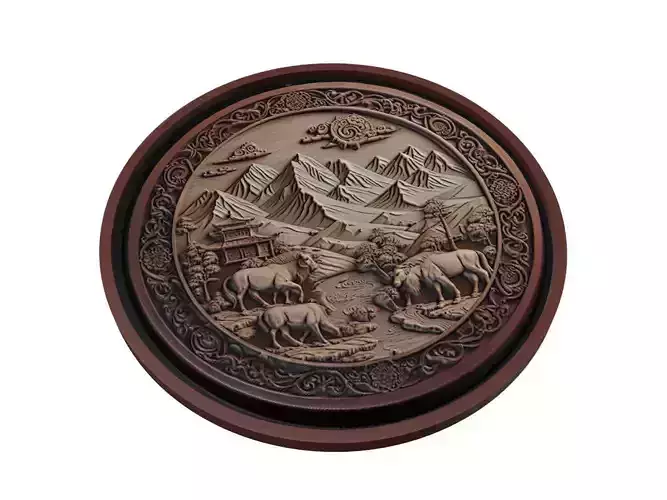 Mongolia Map Medallion Relief