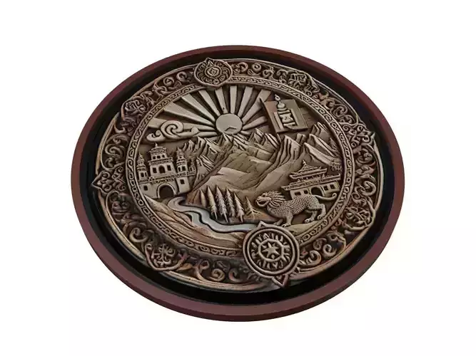 Mongolia Map Medallion Relief