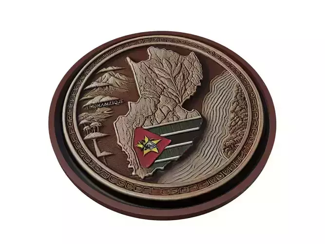 Mozambique Map Medallion Relief