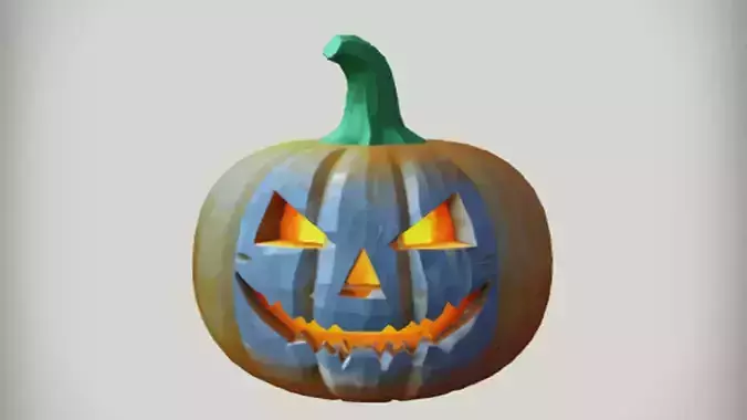 Halloween carved pumpkin 3D Game Ready Model