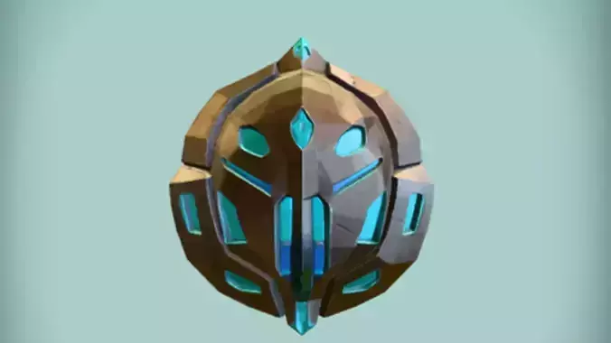 futuristic helmet with glowing element 3D Game Ready Model