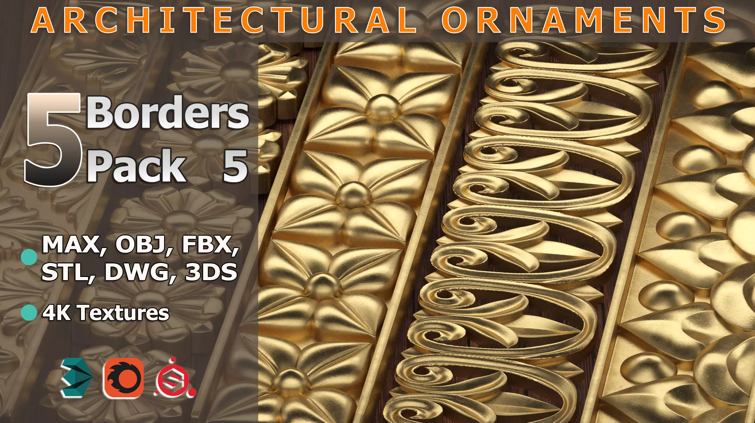 5 Borders Ornamental Pack 5 3D model_0