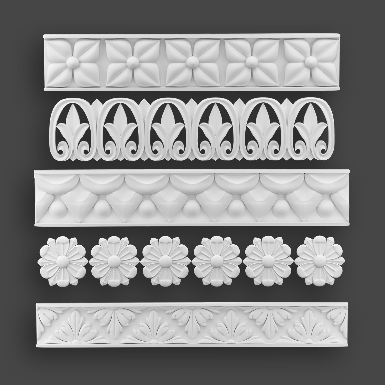 5 Borders Ornamental Pack 5 3D model_12