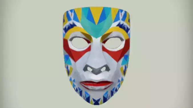 Colorful abstract face mask 3D Game Ready Model
