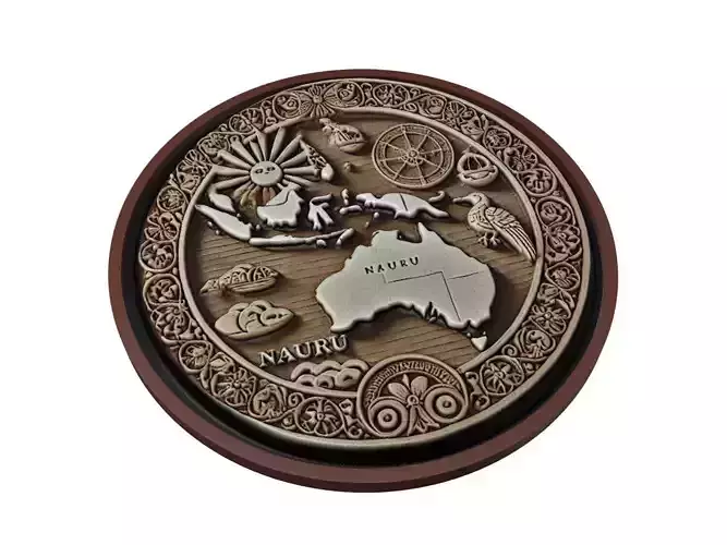 Nauru Map Medallion Relief