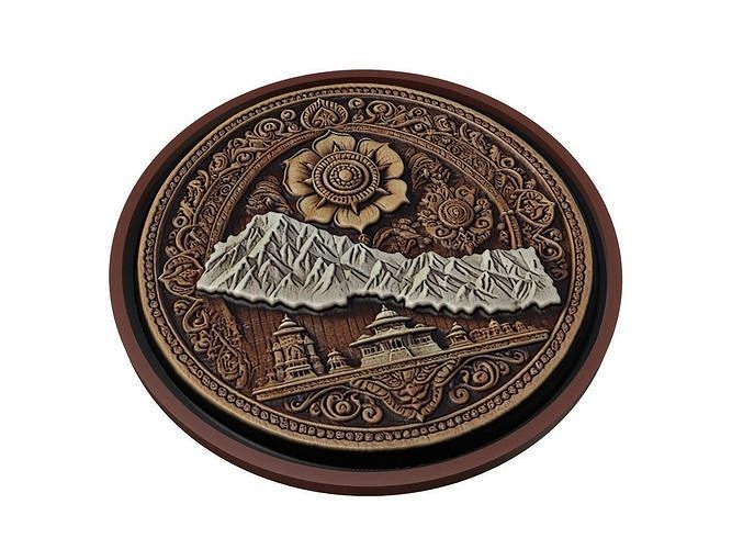 Nepal Map Medallion Relief 3D print model