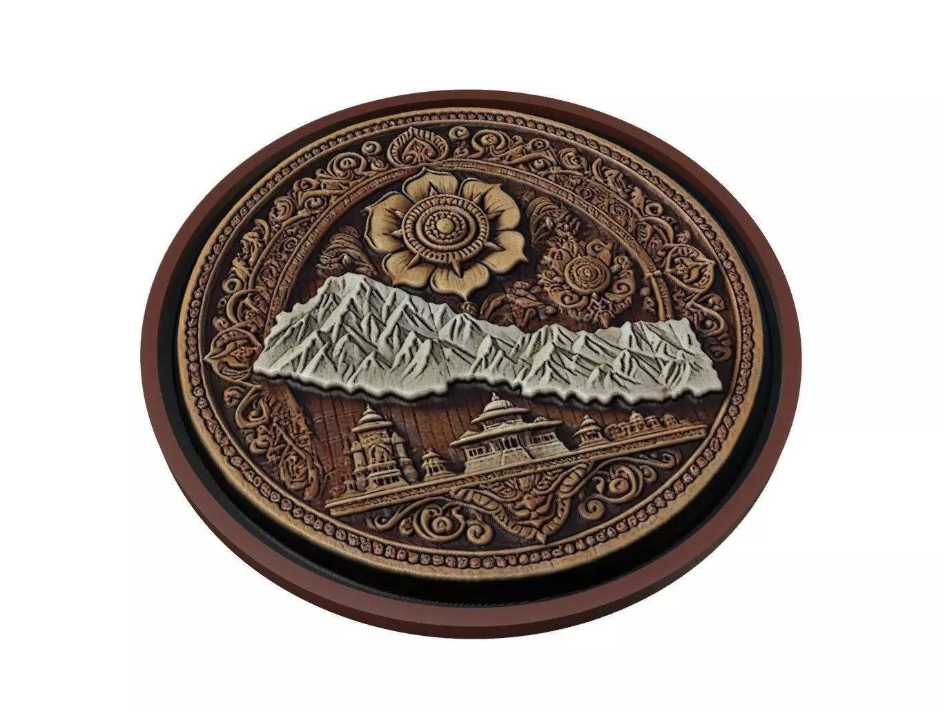 Nepal Map Medallion Relief 3D print model