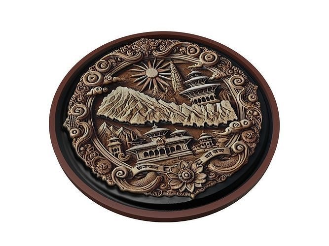 Nepal Map Medallion Relief 3D print model