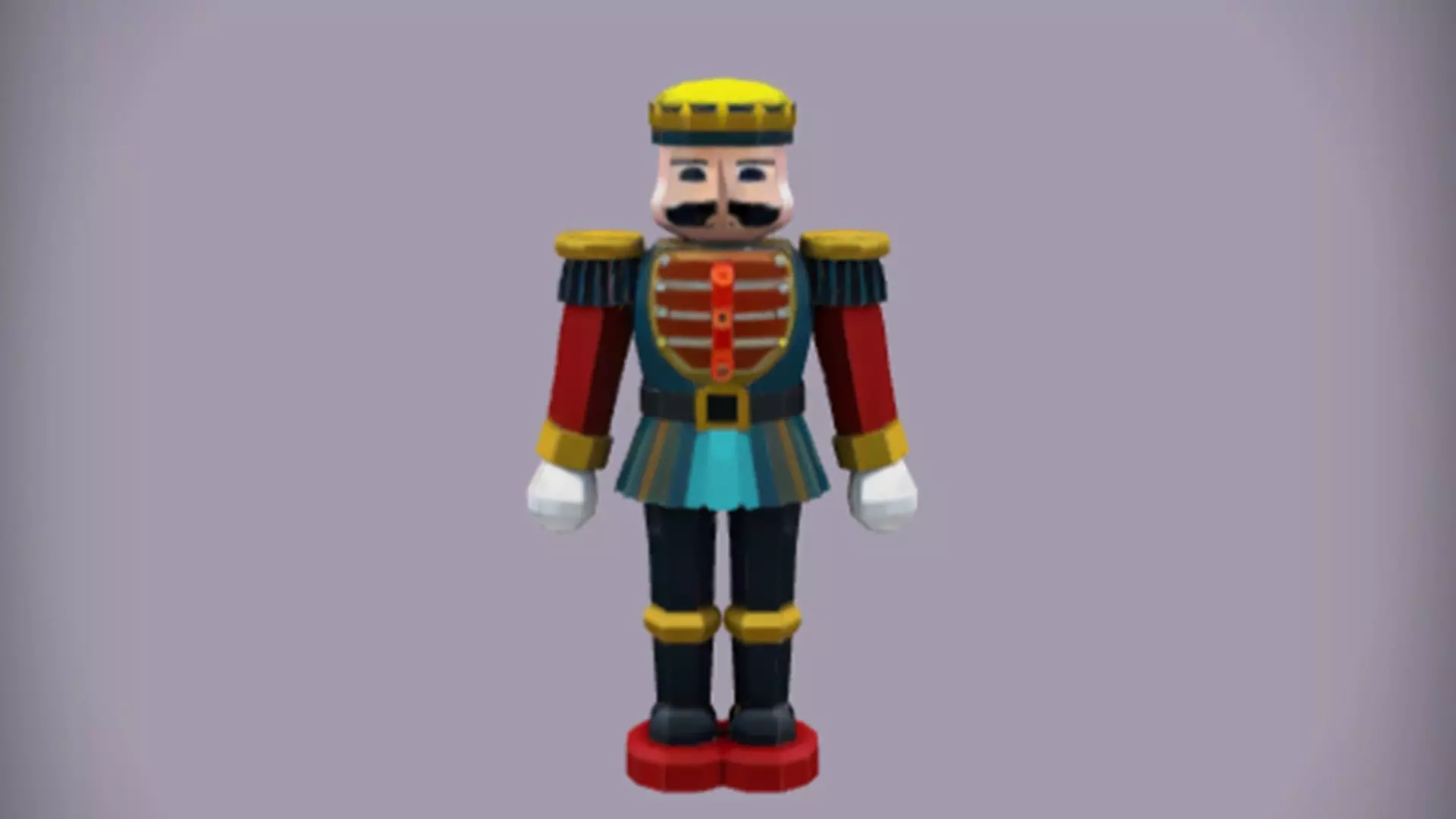 Wooden nutcracker soldier figurine 3D Game Ready Model 3D model_0