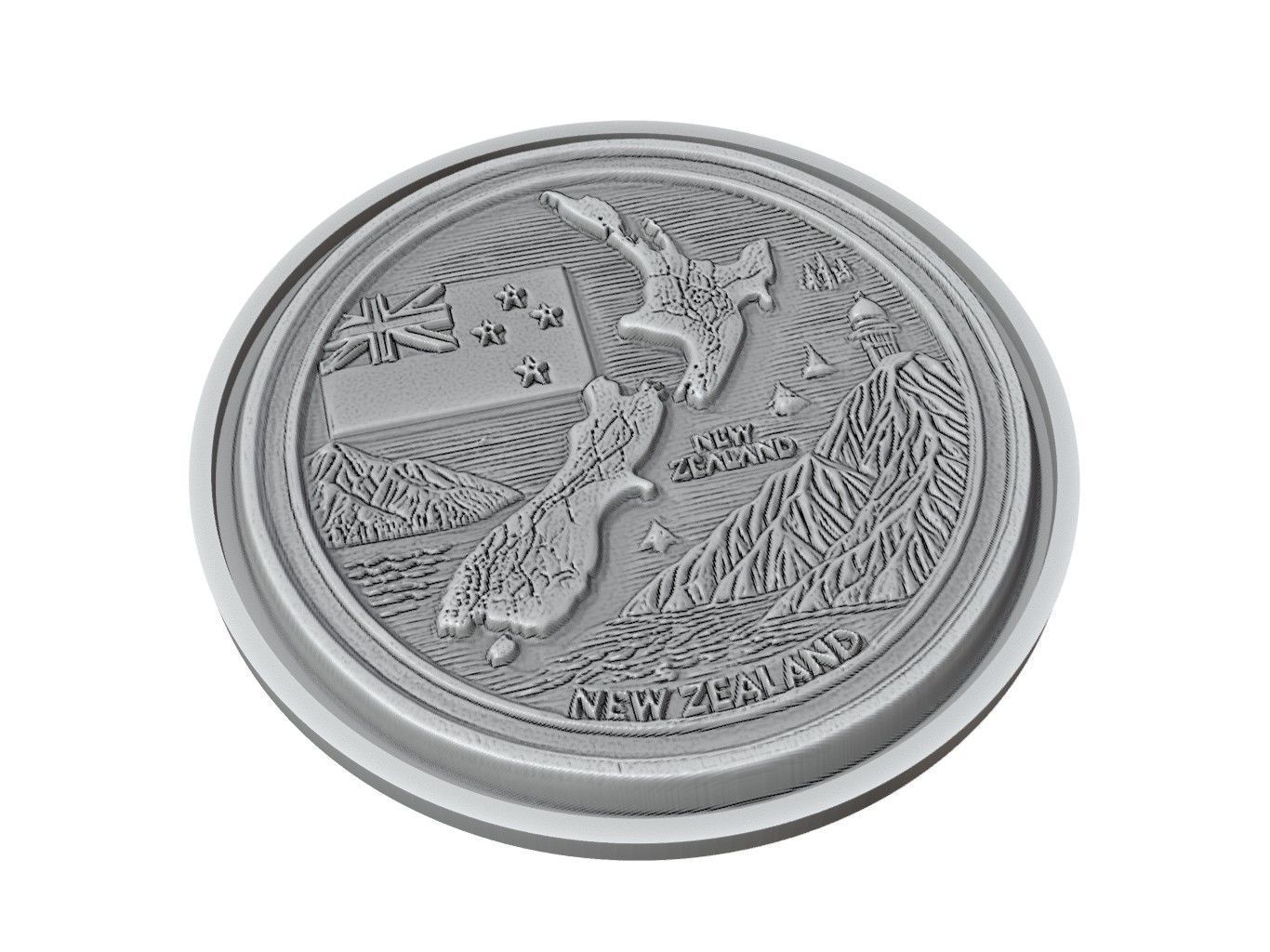 New Zealand Map Medallion Relief 3D print model_2