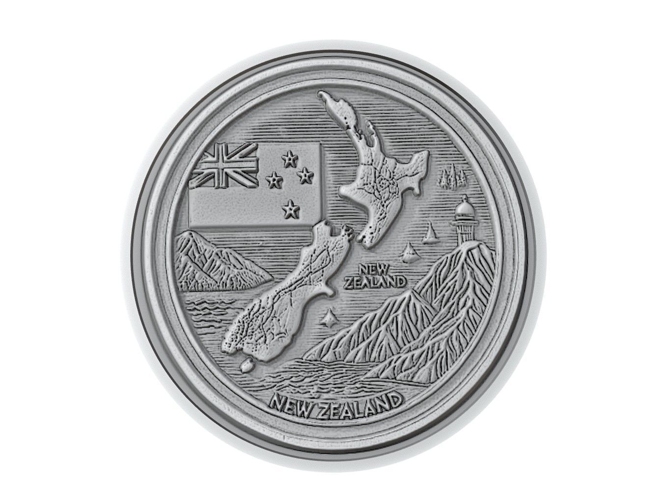 New Zealand Map Medallion Relief 3D print model_3