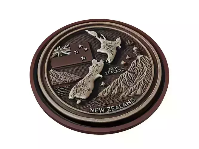 New Zealand Map Medallion Relief