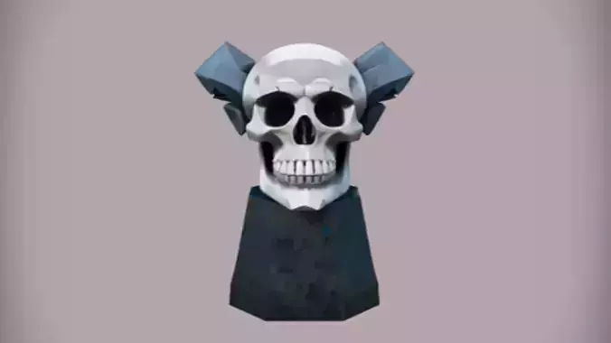 sculpted skull on a pedestal  3D Game Ready Model