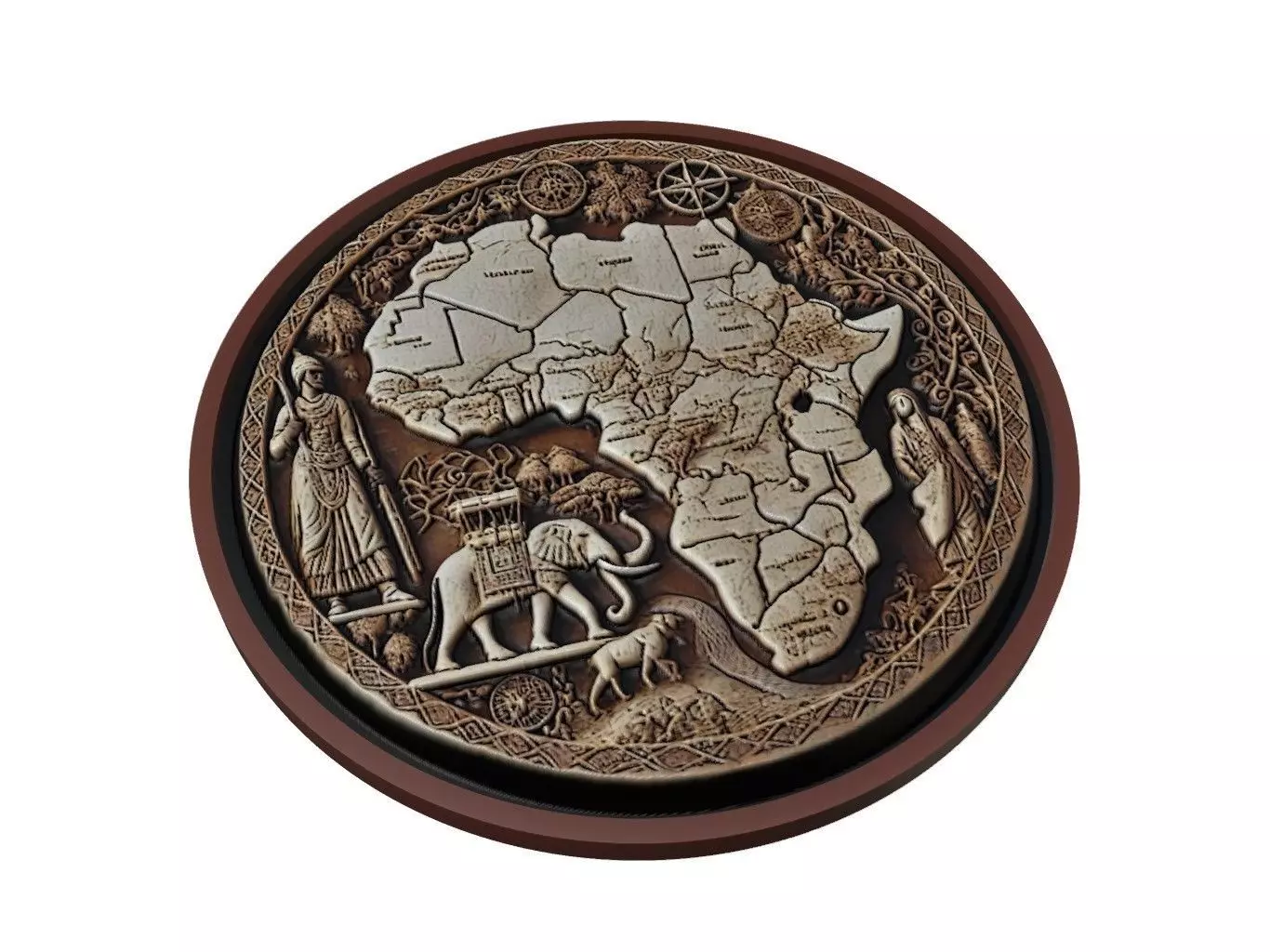 Niger Map Medallion Relief 3D print model