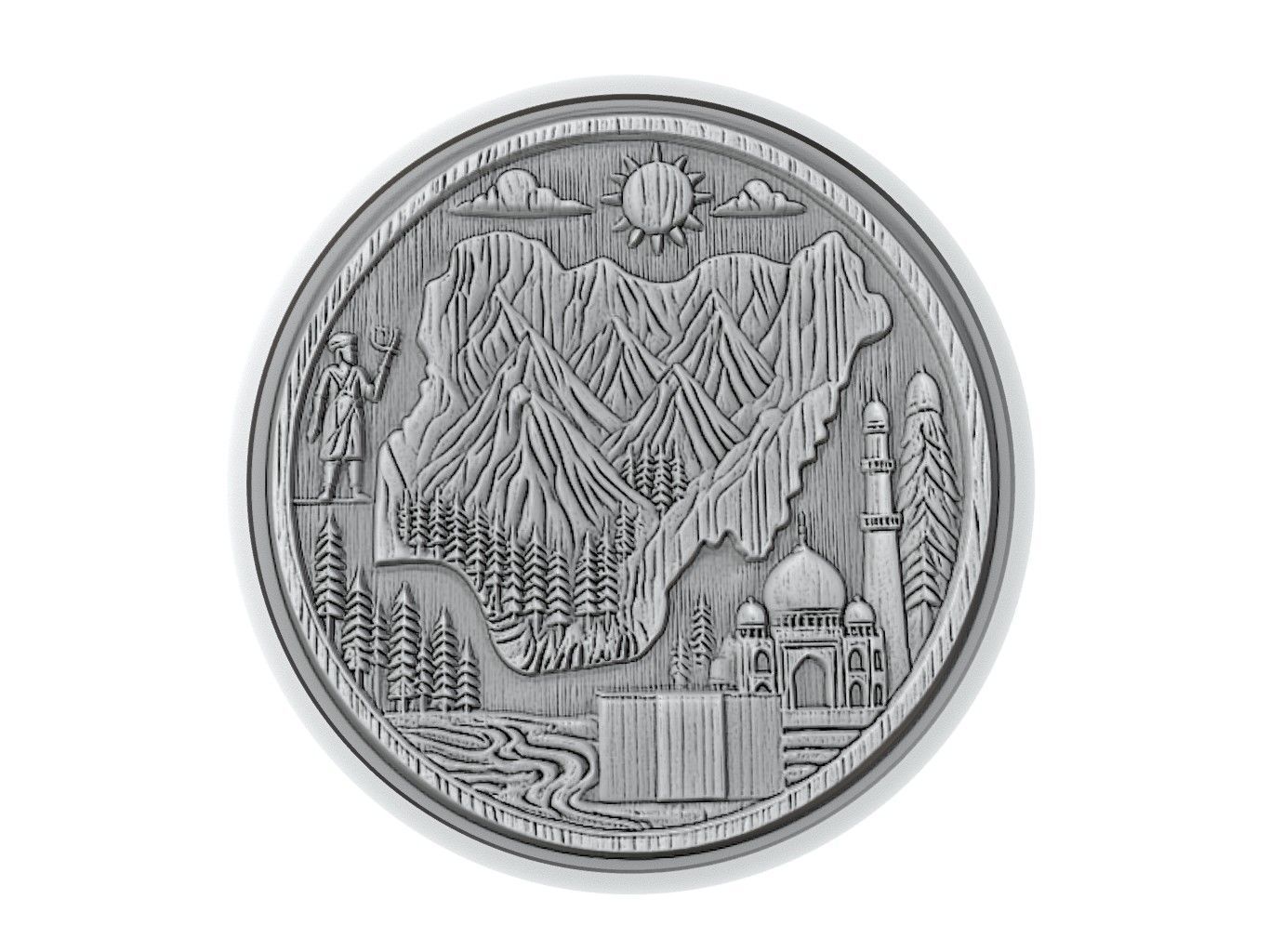Nigeria Map Medallion Relief 3D print model_3