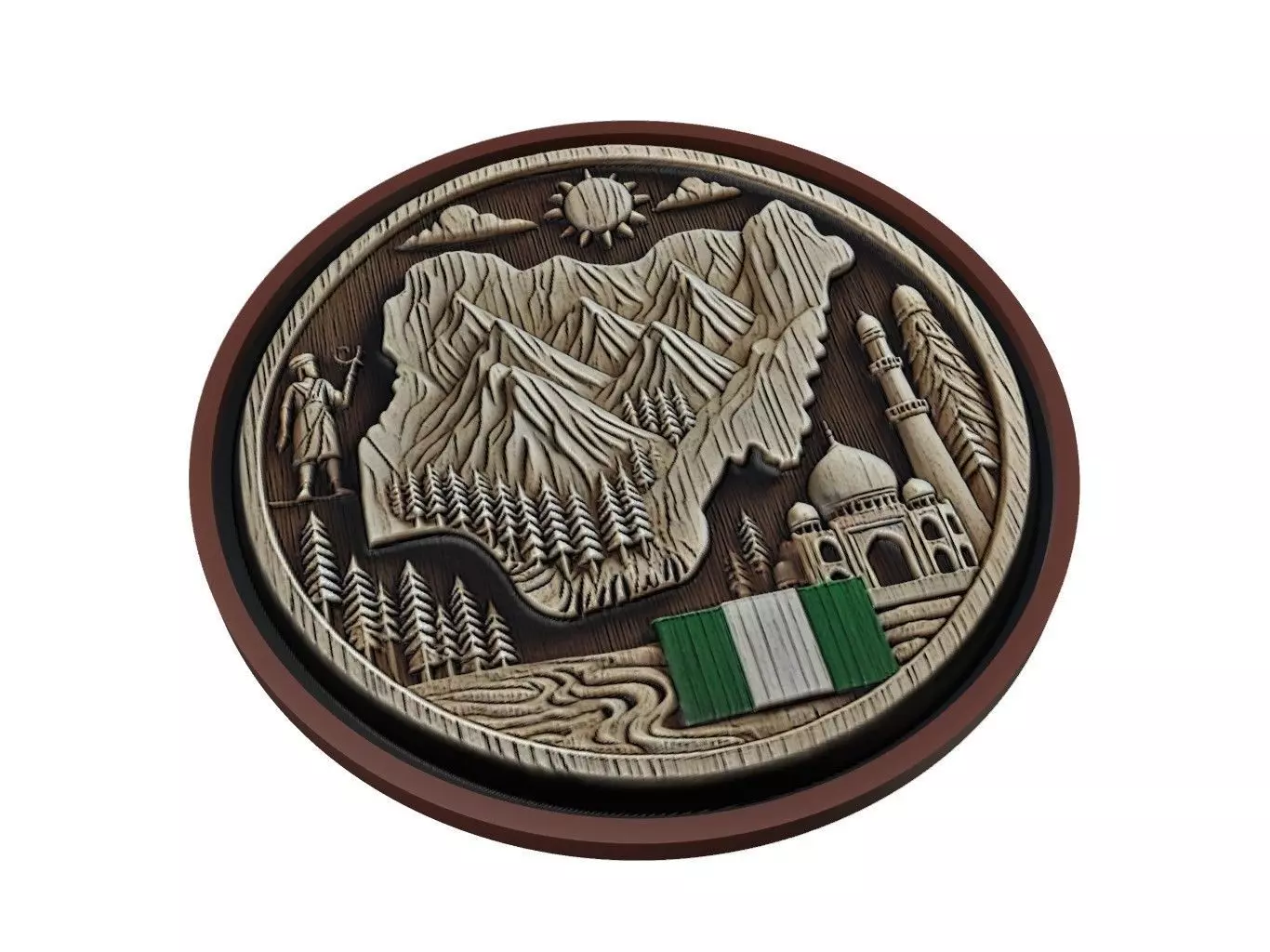Nigeria Map Medallion Relief 3D print model_0