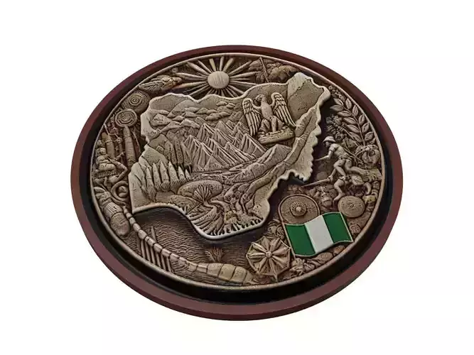 Nigeria Map Medallion Relief
