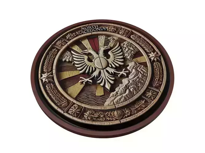 North Macedonia Map Medallion Relief