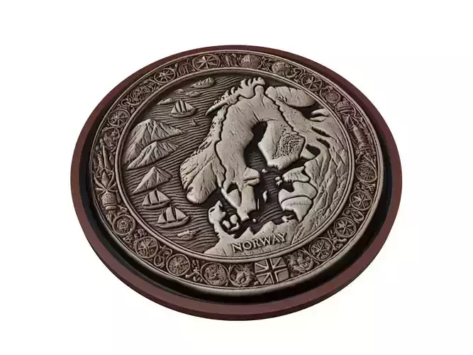 Norway Map Medallion Relief