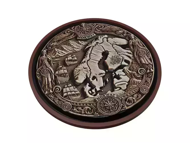 Norway Map Medallion Relief